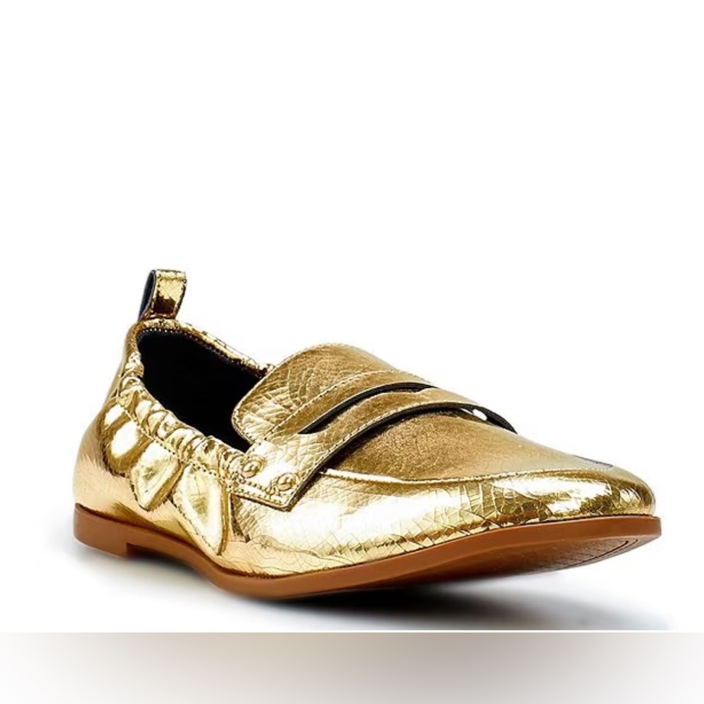 Jessica Simpson gold loafers